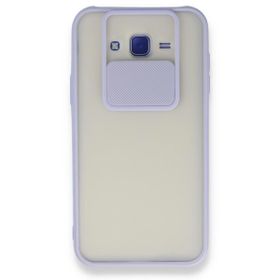 BSSM Samsung Galaxy J7 Palm Buzlu Kamera Sürgülü Silikon - Lila Kılıf
