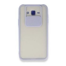 BSSM Samsung Galaxy J7 Palm Buzlu Kamera Sürgülü Silikon - Lila Kılıf