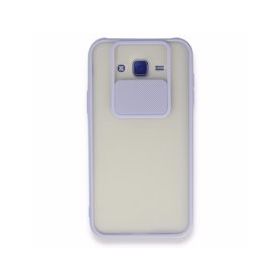 BSSM Samsung Galaxy J7 Palm Buzlu Kamera Sürgülü Silikon - Lila Kılıf