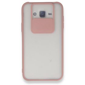 BSSM Samsung Galaxy J7 Palm Buzlu Kamera Sürgülü Silikon - Pembe Kılıf