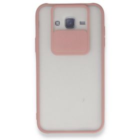 BSSM Samsung Galaxy J7 Palm Buzlu Kamera Sürgülü Silikon - Pembe Kılıf