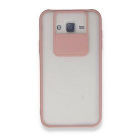 BSSM Samsung Galaxy J7 Palm Buzlu Kamera Sürgülü Silikon - Pembe Kılıf
