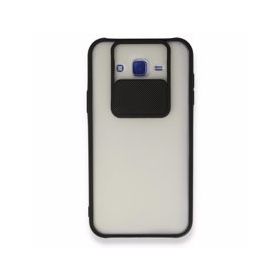 BSSM Samsung Galaxy J7 Palm Buzlu Kamera Sürgülü Silikon - Siyah Kılıf