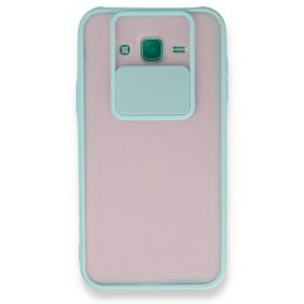 BSSM Samsung Galaxy J7 Palm Buzlu Kamera Sürgülü Silikon - Turkuaz Kılıf