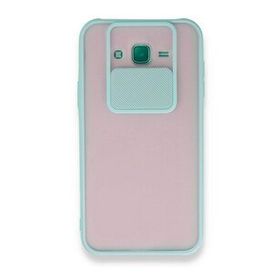 BSSM Samsung Galaxy J7 Palm Buzlu Kamera Sürgülü Silikon - Turkuaz Kılıf