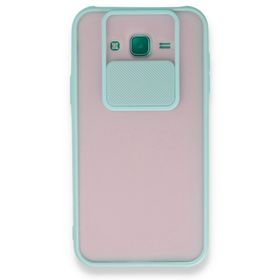 BSSM Samsung Galaxy J7 Palm Buzlu Kamera Sürgülü Silikon - Turkuaz Kılıf