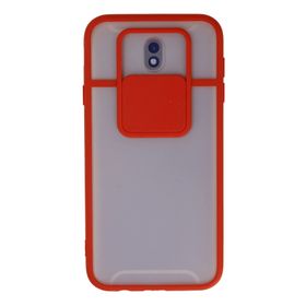 BSSM Samsung Galaxy J7 Pro / J730 Palm Buzlu Kamera Sürgülü Kırmızı Silikon Kılıf