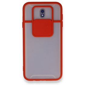 BSSM Samsung Galaxy J7 Pro / J730 Palm Buzlu Kamera Sürgülü Kırmızı Silikon Kılıf