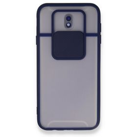 BSSM Samsung Galaxy J7 Pro J730 Palm Buzlu Kamera Sürgülü Silikon Lacivert Kılıf