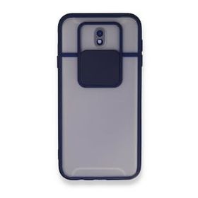 BSSM Samsung Galaxy J7 Pro J730 Palm Buzlu Kamera Sürgülü Silikon Lacivert Kılıf