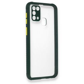 BSSM Samsung Galaxy M31 Miami Şeffaf Silikon Koyu Yeşil Kılıf