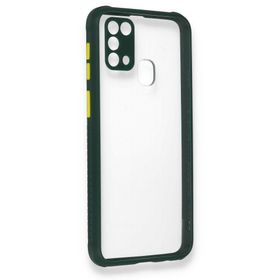 BSSM Samsung Galaxy M31 Miami Şeffaf Silikon Koyu Yeşil Kılıf