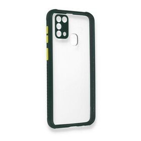BSSM Samsung Galaxy M31 Miami Şeffaf Silikon Koyu Yeşil Kılıf