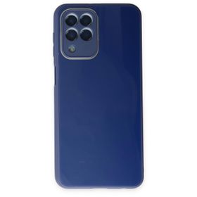 BSSM Samsung Galaxy M33 Glass Kapak Lacivert Kılıf