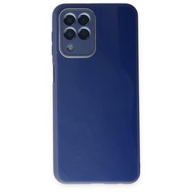 BSSM Samsung Galaxy M33 Glass Kapak Lacivert Kılıf