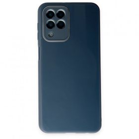 BSSM Samsung Galaxy M33 Glass Kapak Mavi Kılıf