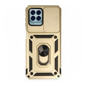 BSSM Samsung Galaxy M33 Pars Lens Yüzüklü Silikon Gold Kılıf