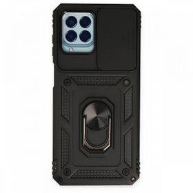 BSSM Samsung Galaxy M33 Pars Lens Yüzüklü Silikon Siyah Kılıf