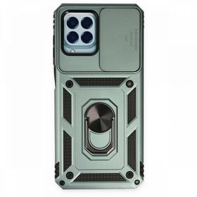BSSM Samsung Galaxy M33 Pars Lens Yüzüklü Silikon Yeşil Kılıf