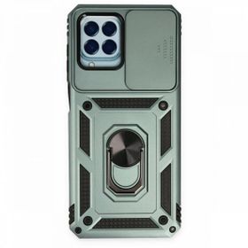 BSSM Samsung Galaxy M33 Pars Lens Yüzüklü Silikon Yeşil Kılıf