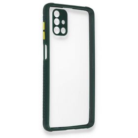 BSSM Samsung Galaxy M51 Miami Şeffaf Silikon Koyu Yeşil Kılıf