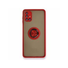 BSSM Samsung Galaxy M51 Montreal Yüzüklü Silikon Kapak Kırmızı Kılıf