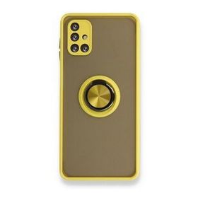 BSSM Samsung Galaxy M51 Montreal Yüzüklü Silikon Kapak Sarı Kılıf