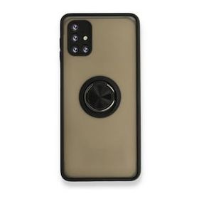 BSSM Samsung Galaxy M51 Montreal Yüzüklü Silikon Kapak Siyah Kılıf