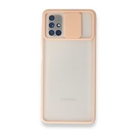 BSSM Samsung Galaxy M51 Palm Buzlu Kamera Sürgülü Silikon Pembe Kılıf