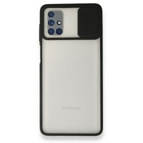 BSSM Samsung Galaxy M51 Palm Buzlu Kamera Sürgülü Silikon Siyah Kılıf