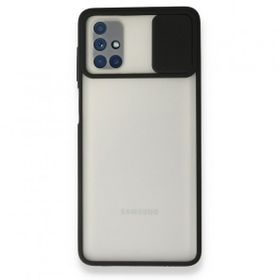 BSSM Samsung Galaxy M51 Palm Buzlu Kamera Sürgülü Silikon Siyah Kılıf