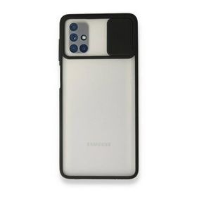 BSSM Samsung Galaxy M51 Palm Buzlu Kamera Sürgülü Silikon Siyah Kılıf