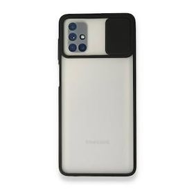 BSSM Samsung Galaxy M51 Palm Buzlu Kamera Sürgülü Silikon Siyah Kılıf