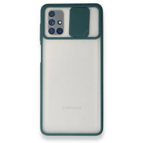 BSSM Samsung Galaxy M51 Palm Buzlu Kamera Sürgülü Silikon Yeşil Kılıf