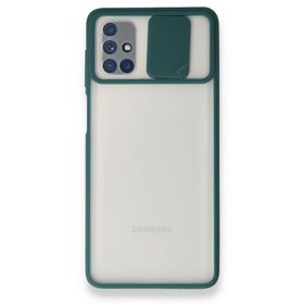 BSSM Samsung Galaxy M51 Palm Buzlu Kamera Sürgülü Silikon Yeşil Kılıf