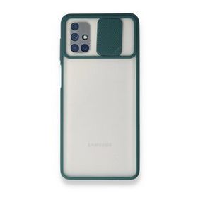 BSSM Samsung Galaxy M51 Palm Buzlu Kamera Sürgülü Silikon Yeşil Kılıf