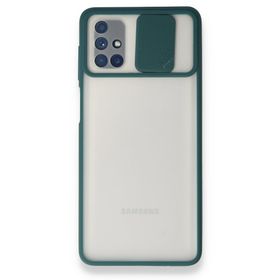 BSSM Samsung Galaxy M51 Palm Buzlu Kamera Sürgülü Silikon Yeşil Kılıf