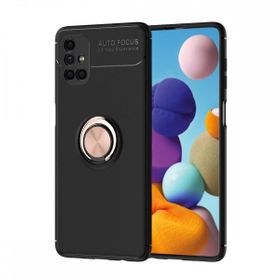 BSSM Samsung Galaxy M51 Range Yüzüklü Silikon Siyah-Gold Kılıf
