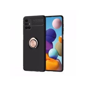 BSSM Samsung Galaxy M51 Range Yüzüklü Silikon Siyah-Gold Kılıf