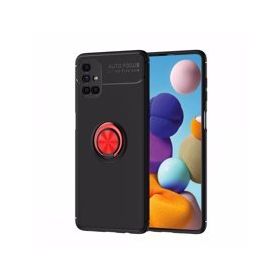BSSM Samsung Galaxy M51 Range Yüzüklü Silikon Siyah-Kırmızı Kılıf