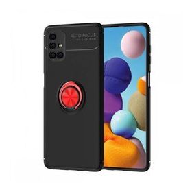 BSSM Samsung Galaxy M51 Range Yüzüklü Silikon Siyah-Kırmızı Kılıf
