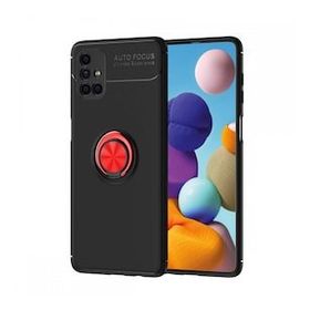 BSSM Samsung Galaxy M51 Range Yüzüklü Silikon Siyah-Kırmızı Kılıf