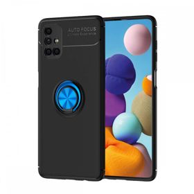 BSSM Samsung Galaxy M51 Range Yüzüklü Silikon Siyah-Mavi Kılıf