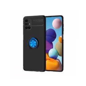 BSSM Samsung Galaxy M51 Range Yüzüklü Silikon Siyah-Mavi Kılıf