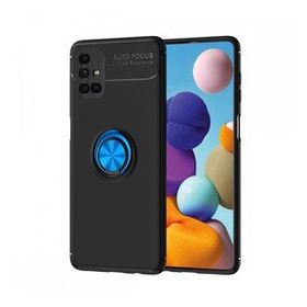 BSSM Samsung Galaxy M51 Range Yüzüklü Silikon Siyah-Mavi Kılıf