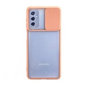 BSSM Samsung Galaxy M52 5G Palm Buzlu Kamera Sürgülü Silikon Pembe Kılıf