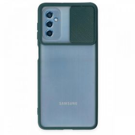 BSSM Samsung Galaxy M52 5G Palm Buzlu Kamera Sürgülü Silikon Yeşil Kılıf
