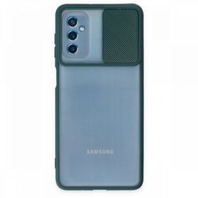 BSSM Samsung Galaxy M52 5G Palm Buzlu Kamera Sürgülü Silikon Yeşil Kılıf