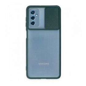 BSSM Samsung Galaxy M52 5G Palm Buzlu Kamera Sürgülü Silikon Yeşil Kılıf
