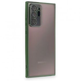 BSSM Samsung Galaxy Note 20 Ultra Razer Lensli Silikon Yeşil Kılıf